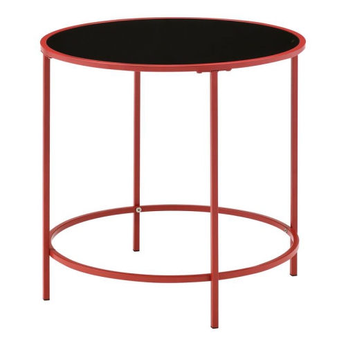 FURNITURE OF AMERICA  Keefer Contemporary Glass Top Side Table In In Red