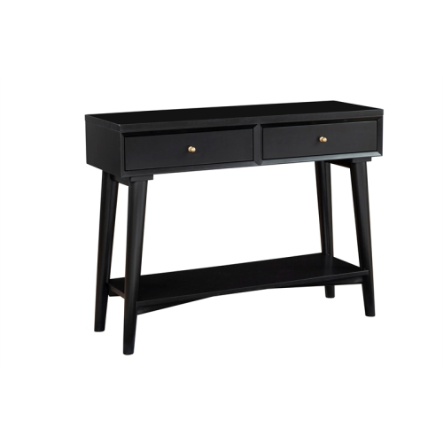 BOWERY HILL  Mid-Century Wood Console Table With 2 Drawers In Black