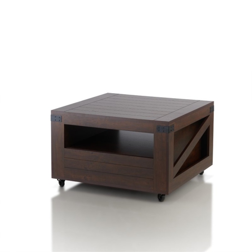 BOWERY HILL  Square Wood Storage Coffee Table In Vintage Walnut