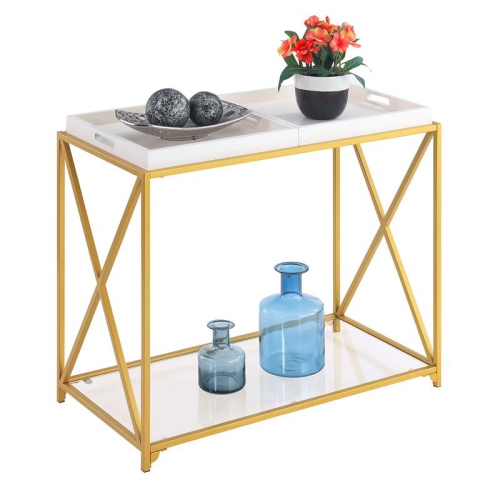 PEMBERLY ROW  Contemporary Console Table In Gold Metal Frame