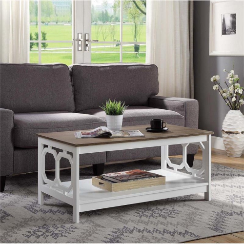 CONVENIENCE CONCEPTS  Omega Coffee Table In White And Driftwood Brown Wood Finish