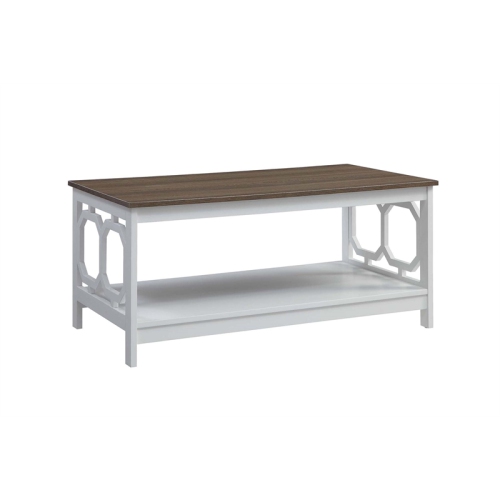 Convenience Concepts Omega Coffee Table in White and Driftwood Brown Wood Finish