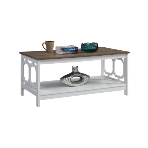 Convenience Concepts Omega Coffee Table in White and Driftwood Brown Wood Finish