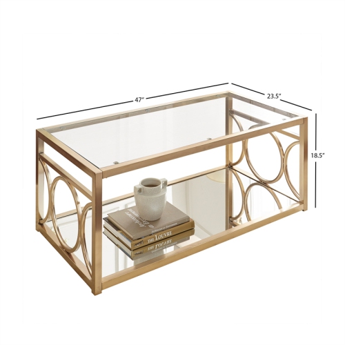 Olympia Glass Top Coffee Table in Gold Chrome