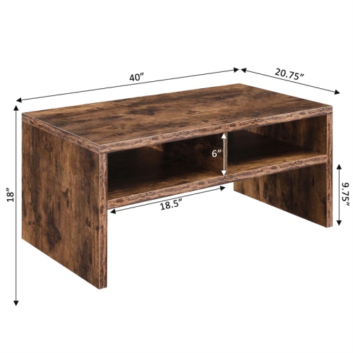 Northfield Admiral Deluxe Coffee Table with Shelves in Nutmeg Wood Finish