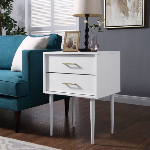 Pemberly Row 20" Two-Drawer Side Table in White