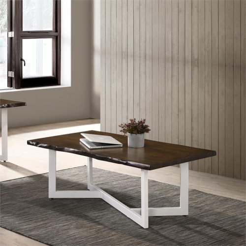 Furniture of America Krestian Contemporary Wood Coffee Table in Oak and White