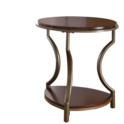 STEVE SILVER COMPANY Miles Merlot Cherry Finish Wood And Metal Round End Table