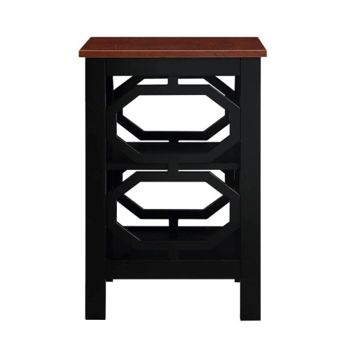 Convenience Concepts Omega End Table in Cherry and Black Wood Finish
