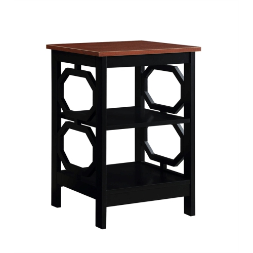 Convenience Concepts Omega End Table in Cherry and Black Wood Finish