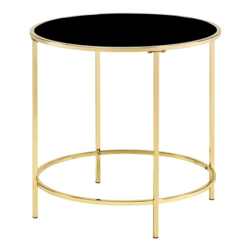 FURNITURE OF AMERICA  Keefer Contemporary Glass Top Side Table In Gold