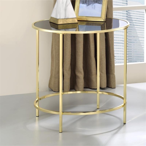 Furniture of America Keefer Contemporary Glass Top Side Table in Gold