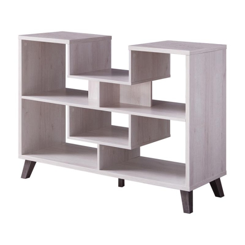 Furniture of America Nova Wood 6-Shelf Display Console Table in White Oak