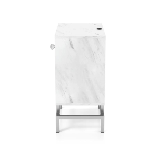Furniture of America Lyn Contemporary Wood 1-Drawer End Table in White Marble