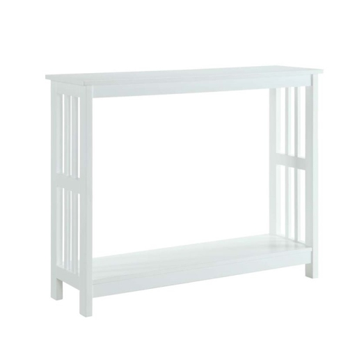 Pemberly Row Traditional Mission Console Table in White Wood Finish