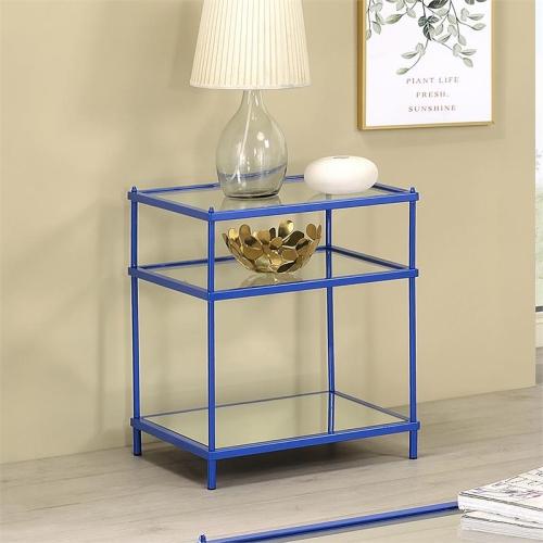 Furniture of America Mendry Contemporary Metal 2-Shelf Side Table in Blue