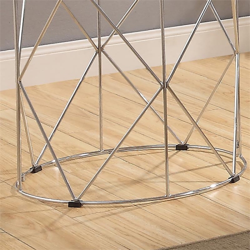Furniture of America Fland Contemporary Glass Top Round End Table in Chrome