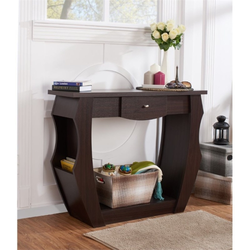 Bowery Hill Modern Wood 1-Drawer Console Table in Walnut