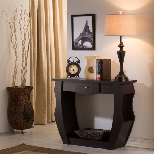 Bowery Hill Modern Wood 1-Drawer Console Table in Walnut