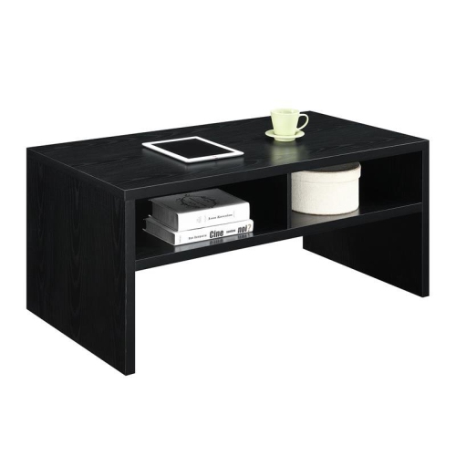 Northfield Admiral Deluxe Coffee Table with Shelves in Black Wood Finish
