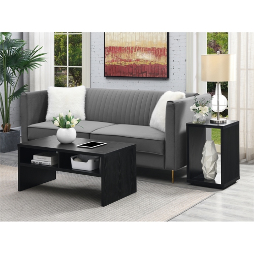 Northfield Admiral Deluxe Coffee Table with Shelves in Black Wood Finish