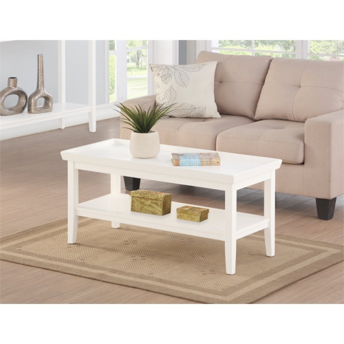 Convenience Concepts Ledgewood Coffee Table in White Wood Finish