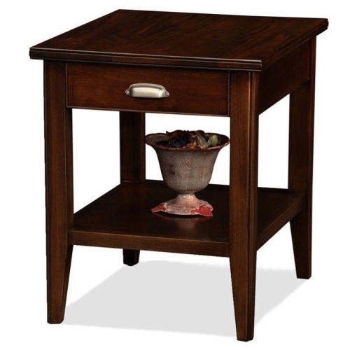 BOWERY HILL  Solid Wood Square End Table In Chocolate Cherry