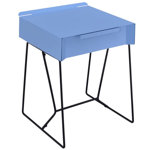 Furniture of America Eva Contemporary Metal 1-Drawer End Table in Blue