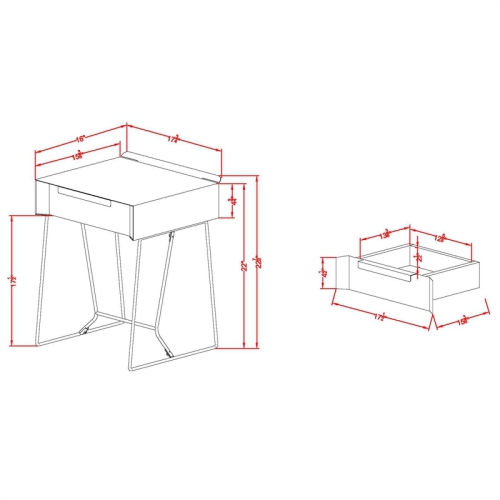 Furniture of America Eva Contemporary Metal 1-Drawer End Table in Blue