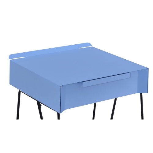 Furniture of America Eva Contemporary Metal 1-Drawer End Table in Blue