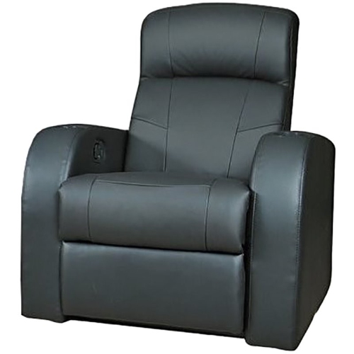 Bowery Hill Leather Home Theater Recliner in Black