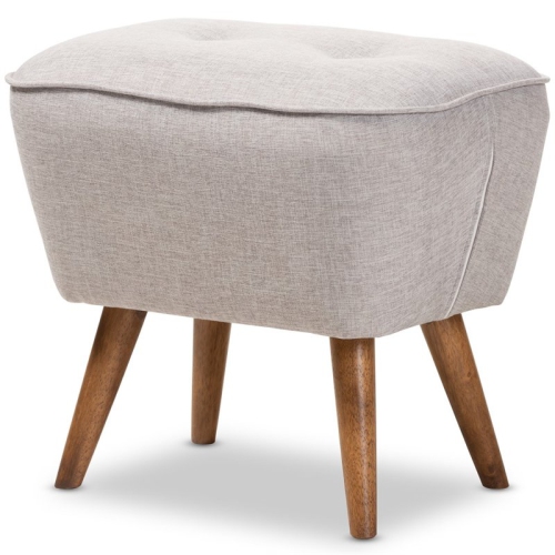 BOWERY HILL  Ottoman In Greyish Beige And Walnut Brown