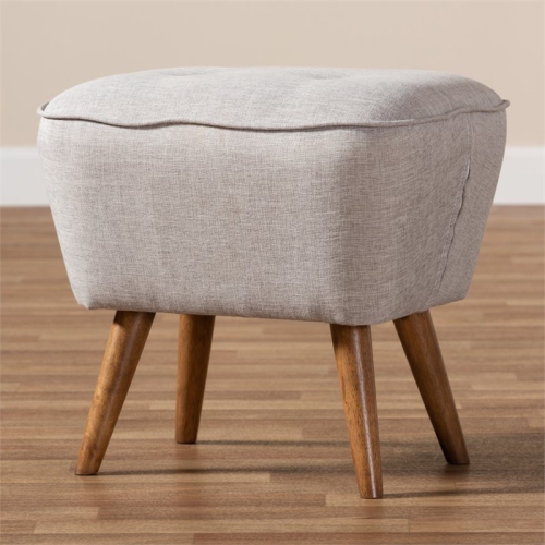 Bowery Hill Ottoman in Greyish Beige and Walnut Brown