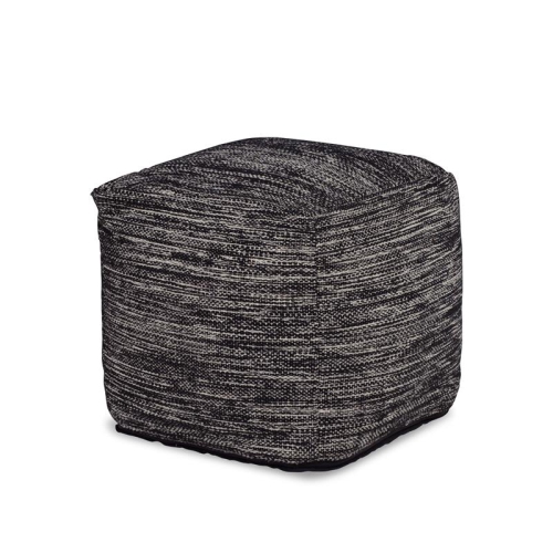 STEVE SILVER COMPANY Steve Silver Omari Square Handwoven Black/ Ivory Wool Pouf