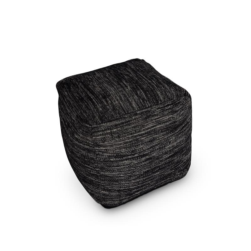 Steve Silver Omari Square Handwoven Black/ Ivory Wool Pouf