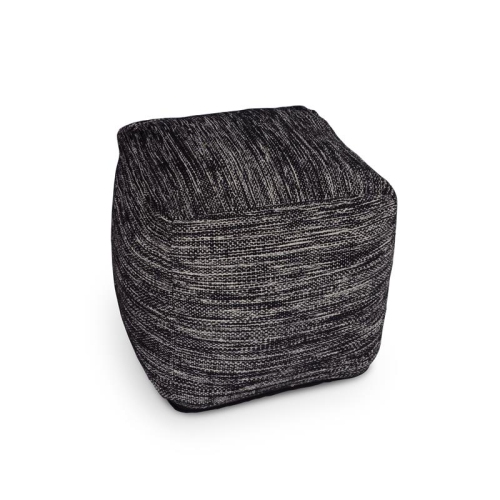 Steve Silver Omari Square Handwoven Black/ Ivory Wool Pouf