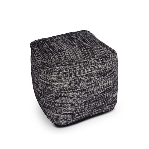 Steve Silver Omari Square Handwoven Black/ Ivory Wool Pouf