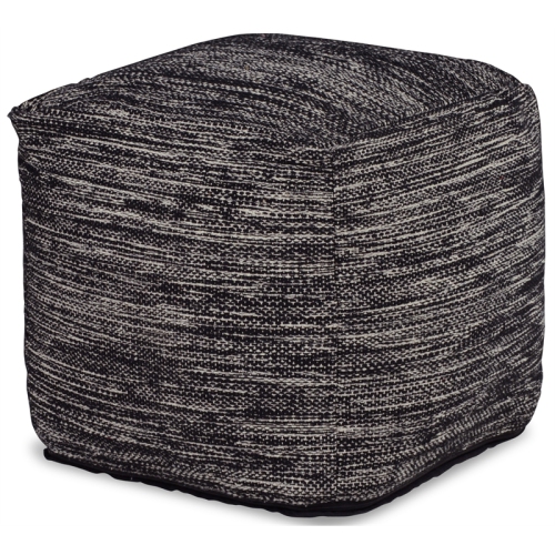 Steve Silver Omari Square Handwoven Black/ Ivory Wool Pouf
