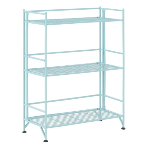 Convenience Concepts Xtra Storage Three-Tier Wide Folding Shelf in Green Metal
