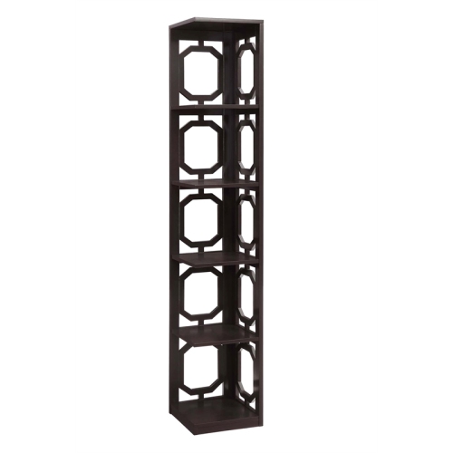 Convenience Concepts Omega Five-Tier Corner Bookcase in Espresso Wood Finish