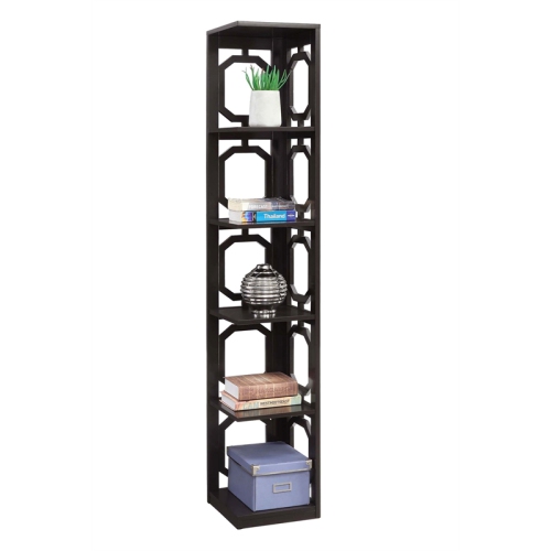 Convenience Concepts Omega Five-Tier Corner Bookcase in Espresso Wood Finish