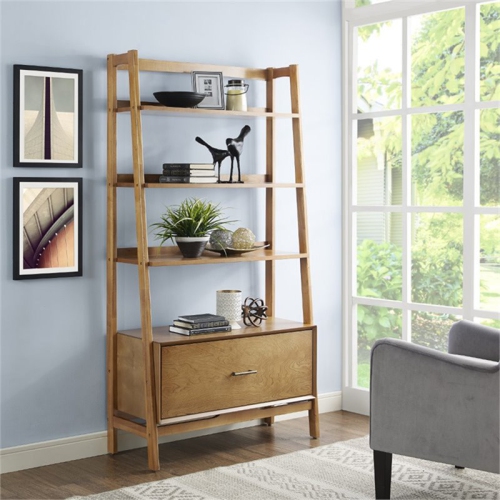 Pemberly Row 38" 4 Shelf Bookcase in Acorn