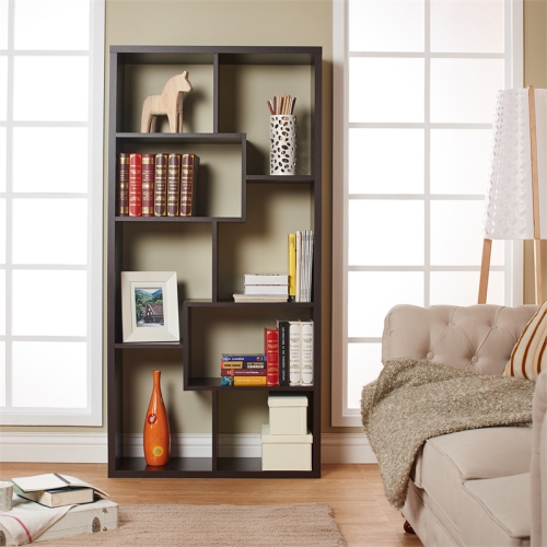 Furniture of America Adeo Contemporary Wood 10-Shelf Bookcase in Walnut
