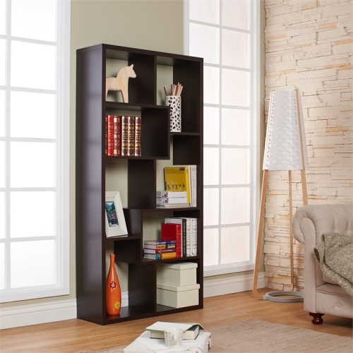 Furniture of America Adeo Contemporary Wood 10-Shelf Bookcase in Walnut