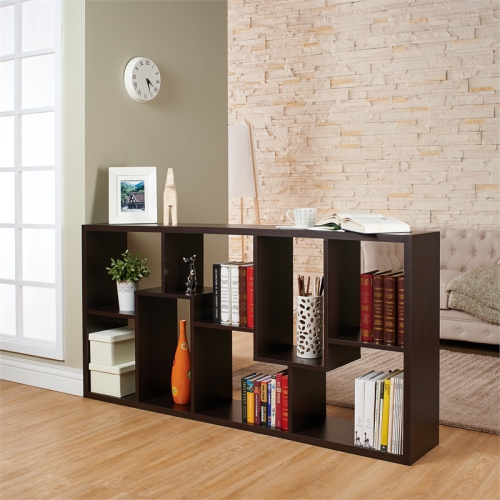Furniture of America Adeo Contemporary Wood 10-Shelf Bookcase in Walnut