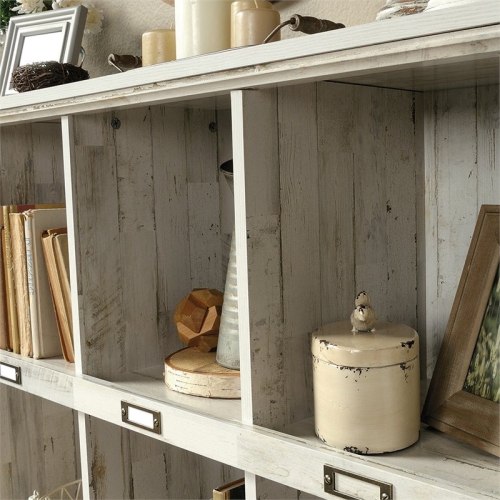 Pemberly Row Engineered Wood 10-Cubby Bookcase in White Plank
