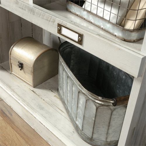 Pemberly Row Engineered Wood 10-Cubby Bookcase in White Plank