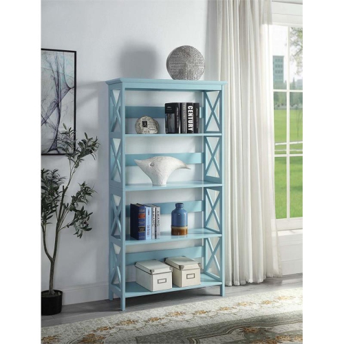 Pemberly Row Five-Tier Bookcase in Mint Green Wood Finish