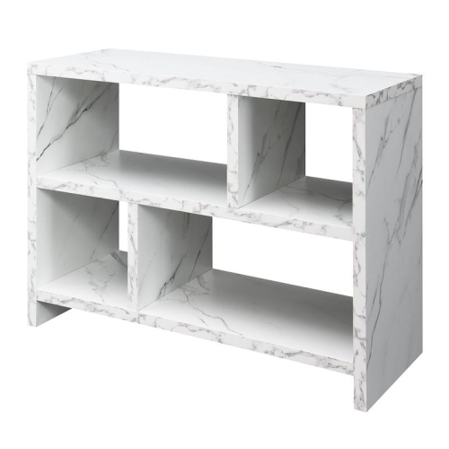 Northfield Console Three-Tier Bookcase in White Faux Marble Wood Finish