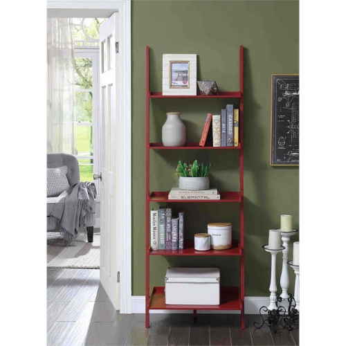 CONVENIENCE CONCEPTS  American Heritage Bookshelf Ladder In Wood Finish In Red